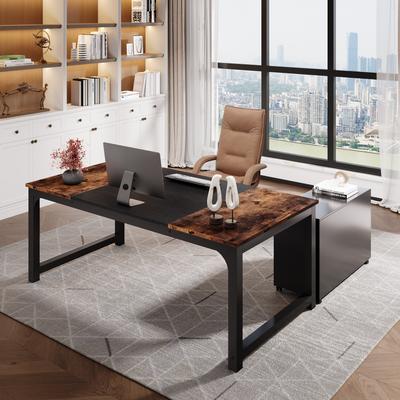Bluebell "63"" L-Shaped Executive Desk with 40"" File Drawer Cabinet"