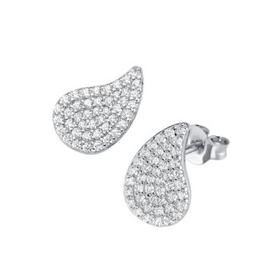 Paar Ohrstecker "Tropfenform, mit weißen Zirkonia, Silber 925", silber, GIORGIO MARTELLO MILANO, Ohrringe, Damen