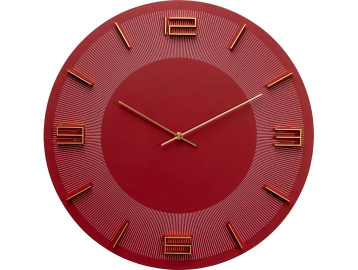 Wanduhr KARE DESIGN Leonardo Ø49cm , rot, B:48,5cm H:48,5cm T:1,1cm, Wanduhren, Wanduhr, in verschiedenen Farben
