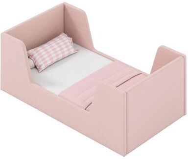 Costway Soft Velvet Fabric Toddler Bed Frame with Safety Rails-Pink