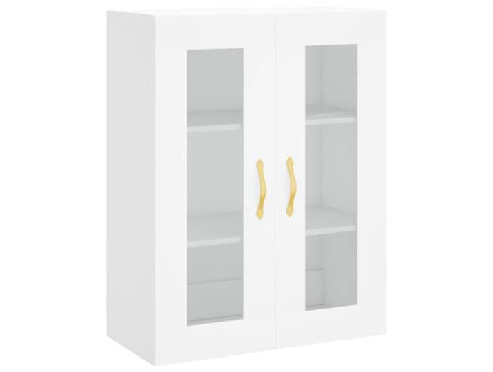 Wandschrank aus Holzwerkstoff, Weiß, 69,5x34x90 cm, mit Glastüren Schlichtes Design, Wandmontage, staubgeschützt durch Glastüren, vielseitig nutzbar