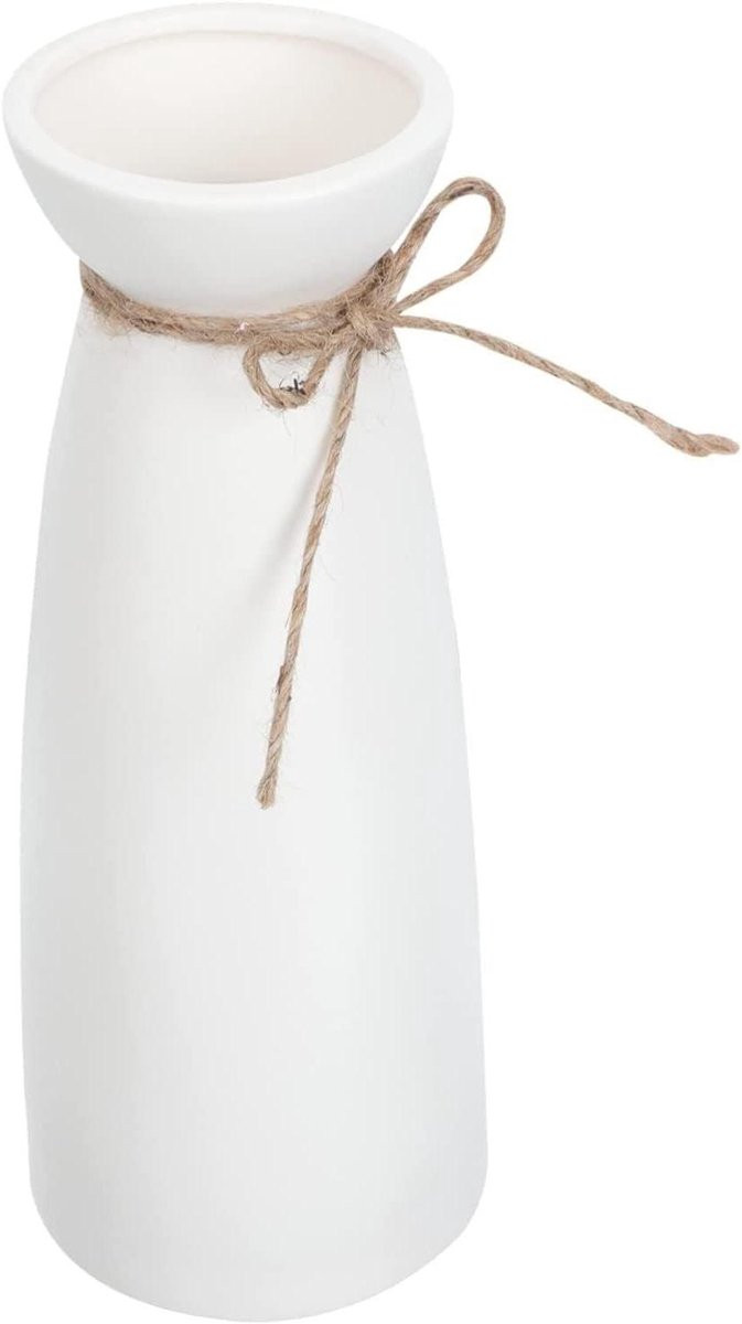 Wit handgeschilderde keramische vaas decoratieve kruik voor het schikken van bloemen