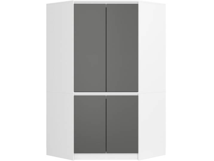 Kleiderschrank Eckschrank – CLP – Weiß / Grau