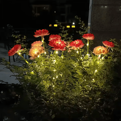 Inspire Picks Solar Snow Lotus Flower Garden Lights Waterproof Outdoor Lawn Decor 7 Head yellow 1pc