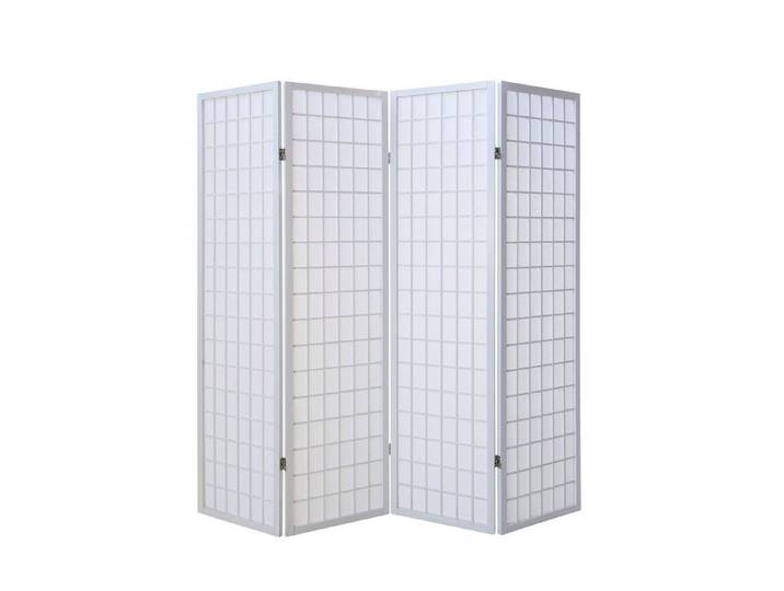 Homestyle4u Paravent Raumteiler Indoor Holz Trennwand Shoji Weiß Spanische Wand Sichtschutz (3-teilig)