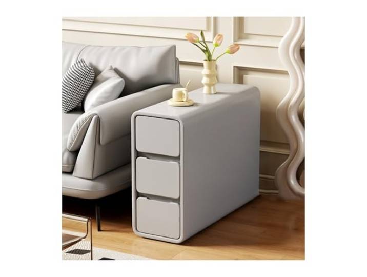 FZL02068LM Ecklager Ultraschmaler Sofa-Sideboard-Beistelltisch-Aufbewahrungsschrank(Light Gray)