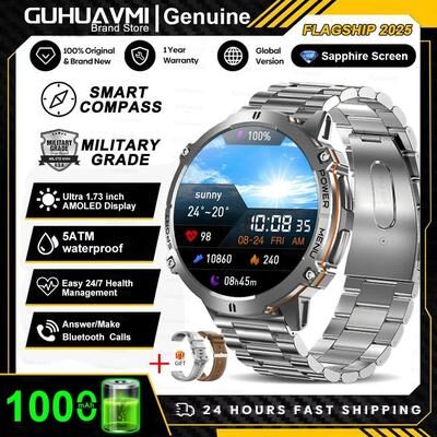 Uplift Picks TitanRex Pro Military Smart Watch AMOLED GPS Waterproof Sports Watch silver Steel original Box