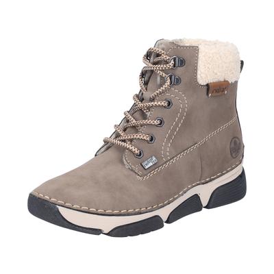 Winterboots RIEKER, Damen, Gr. 36, Warmfutter, braun, Lederimitat, Schuhe Winterboots, Schnürboots, Schnürstiefelette mit RiekerTEX-Technologie