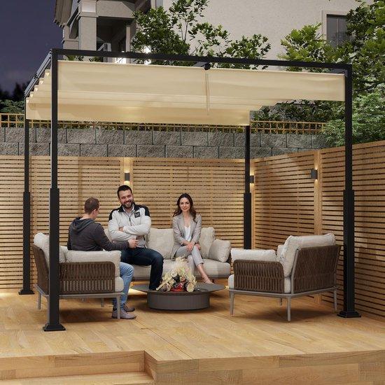 Pergola Metall - Flexibles Lamellendach - 3x3 Meter - Beige