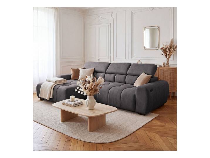 yourhouse24 Ecksofa ALLO mit elektrischer Sitztiefenverstellung – Velour (Salvador)