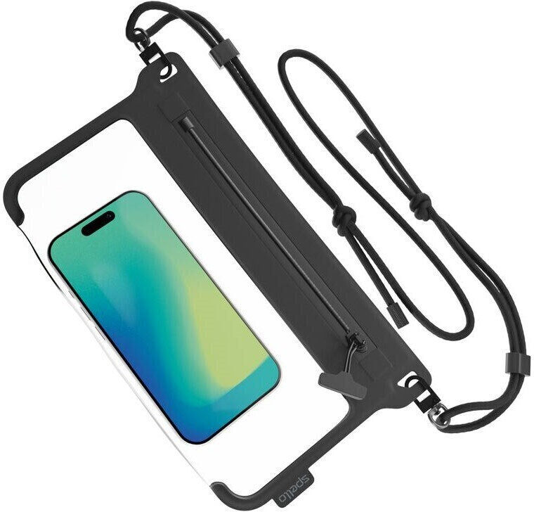 Spello Vandtæt Universal Etui m. Crossbody Strop - Maks. 8.5" - Sort / Gennemsigtig