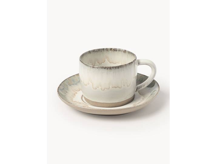 Handgemaakte koffiekopjes Myrtille met schoteltjes, 4-delig