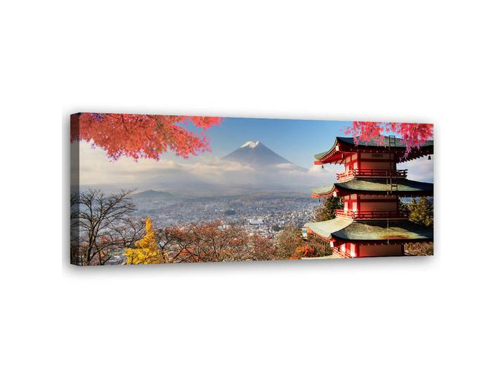 Feeby Wandbild berg fuji landschaft, Mehrfarbig, Landschaft/Berg, Rechteckig, 90x30 cm, Bilder & Rahmen, Bilder, Leinwandbilder