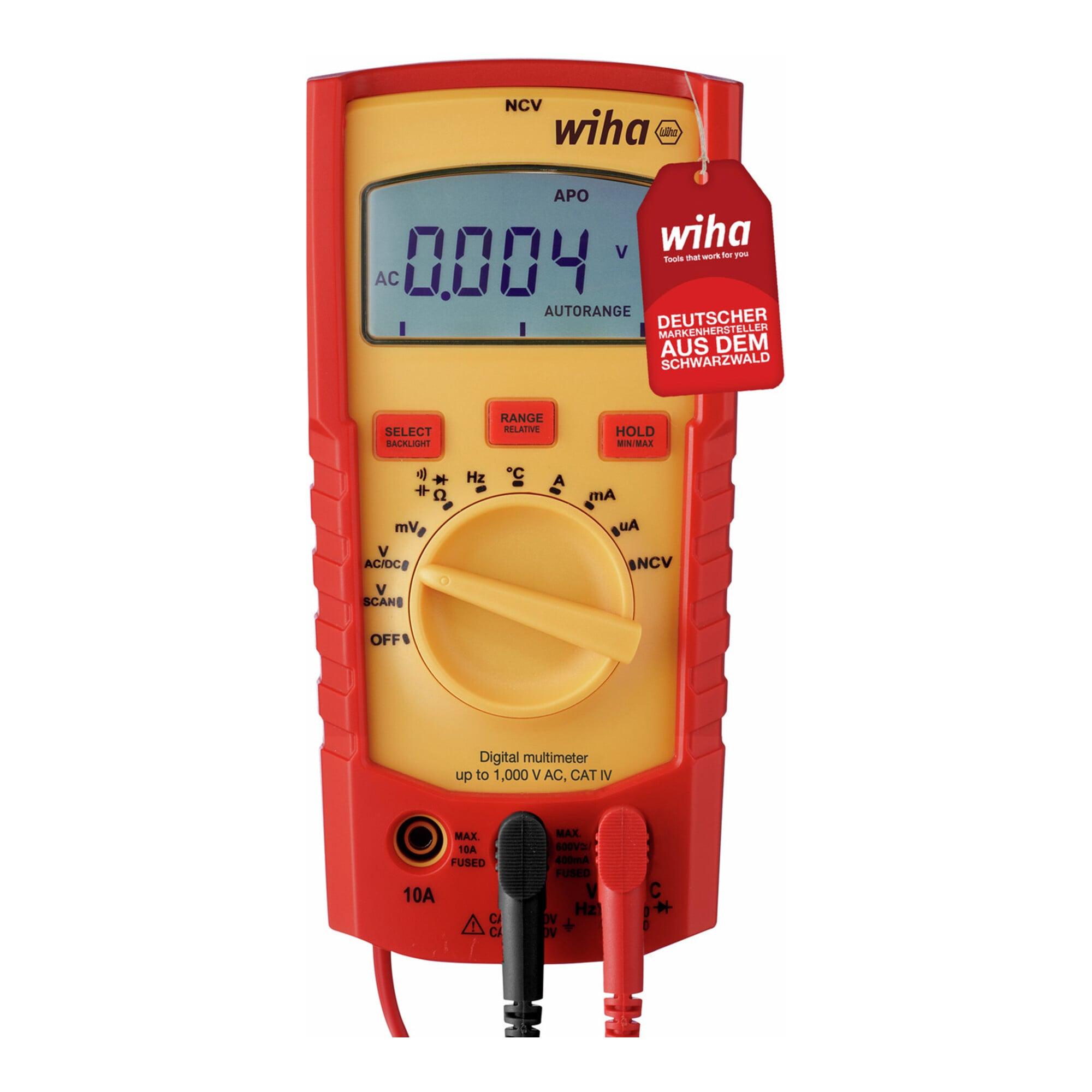 Wiha Digitales Multimeter bis 1.000 V AC, CAT IV inkl. 2x AAA-Batterien (45215)