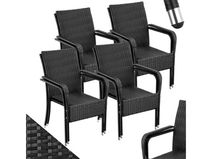 tectake® Rattan Stühle Esszimmer Outdoor, Stapelstühle, Gartenmöbel Set, Gartenstühle stapelbar, Outdoor Küche, Terrasse, Wintergarten Möbel, Korbsessel Armlehne, Terrassenmöbel - 8er Set