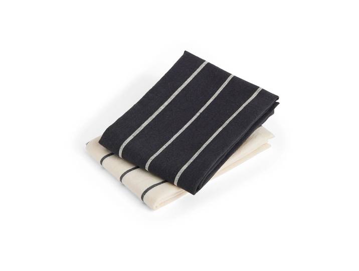 HAY Torchon de cuisine Outdoor Market Black-beige, lot de 2