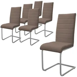 ML-Design Esszimmerstühle 6er Set Braun Kunstleder Schwingstuhl Freischwinger mit hoher Rückenlehne Polsterstuhl Esstisch
