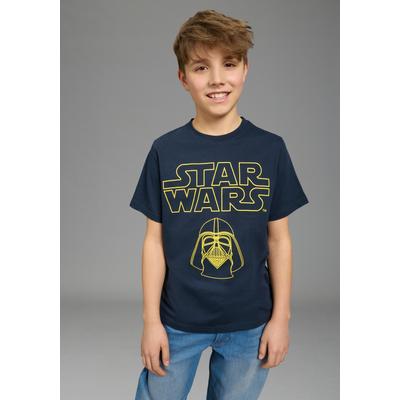 T-Shirt KIDSWORLD "STAR WARS: DARTH VADER - Disney Shirt", Jungen, Gr. 152/158, blau (schwarz), Single Jersey, Obermaterial: 100% Baumwolle, bedruckt, Basic hüftlang, Rundhals, Shirts T-Shirt, DARTH VADER Shirt. Kurzarm, mit modischem Druck, aus...
