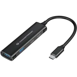 Conceptronic USB-Hub 4-Port 3.0 ->2xUSB-C/A o.Netzteil sw - Hub