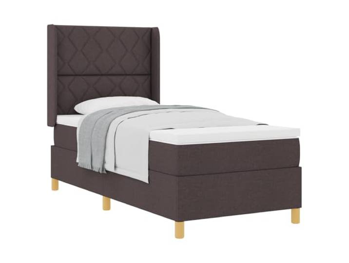 PUGYNBK Boxspringbett, Dunkelbraun, 100 x 200 cm Verstellbares Kopfteil, goldene Beine, Federkernmatratze, Holzrahmen