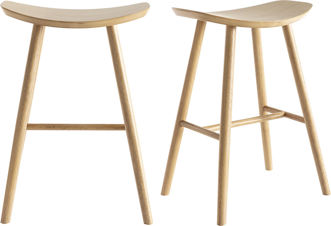 Miliboo Barhocker aus hellem Holz H65 cm (2er Set) DEMORY