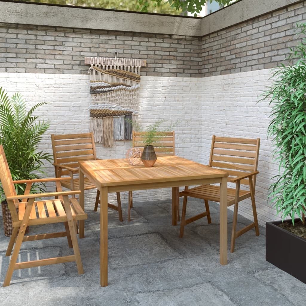 The Living Store Garten-Esstisch 110x110x77 cm Massivholz Teak