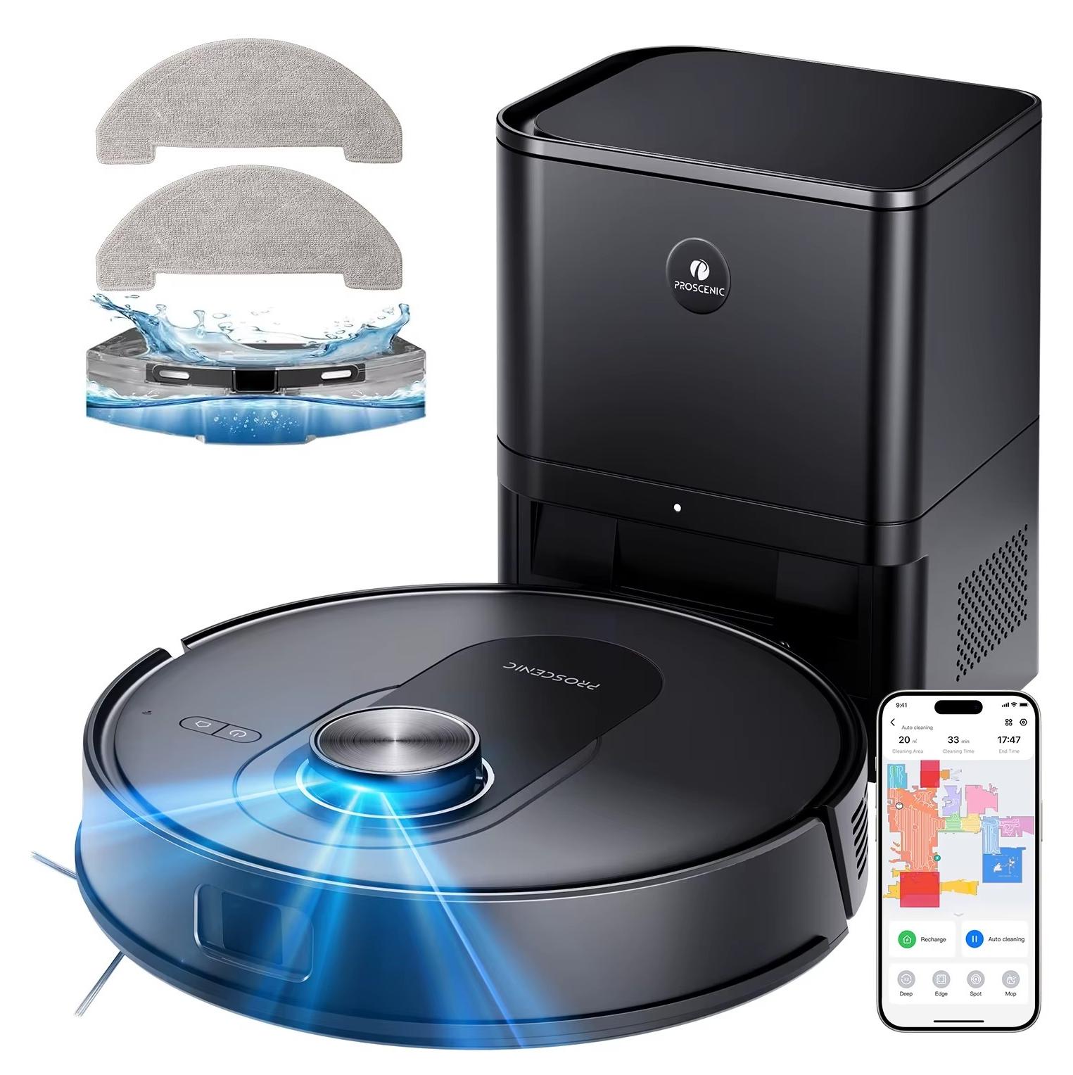 Saugroboter - Q8 Max+ - App-Steuerung - 40 Minuten Laufzeit - 1-2-l-Staubbehälter - Geräuschpegel ≤64 dB - 32 × 32 × 9,7 cm