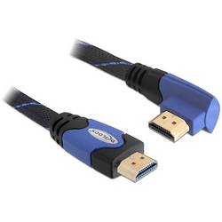 Delock HDMI Anschlusskabel HDMI-A Stecker 1 m Schwarz, Blau 82955 Rund, 4K UHD, vergoldete Steckkontakte, verdrillt HDMI-Kabel