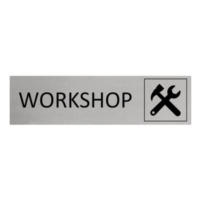 CombiCraft Aluminium Türschild Workshop 165x45mm mit 3M-Tape zur Befestigung, einfache Kennzeichnung von Räumen und Bereichen