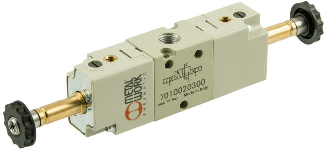 Riegler 3/2 Vanne à électrovanne, électropneumatique, air de commande ext., bistable, G 1/8 (7010020300)