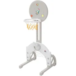 KINDER BASKETBALLKORB SET 50x89-115x50 cm aus Kunststoff Grau-Weiß
