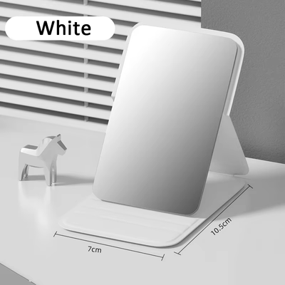 Inspire Daily Merch Compact And Stylish Women MINI Folding Makeup Mirror, High Quality Portable Pocket Mirror With Solid Color Handle white