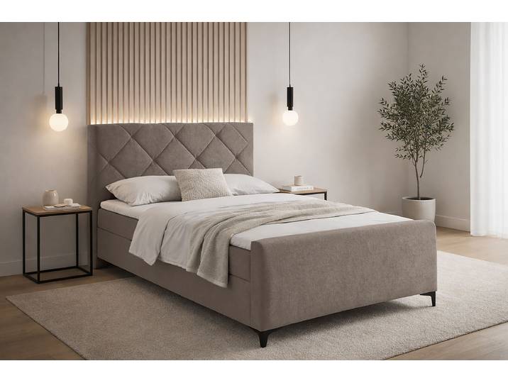 Boxspringbett mit Bettkasten 140 x 200cm Microfaser Wiam Braun