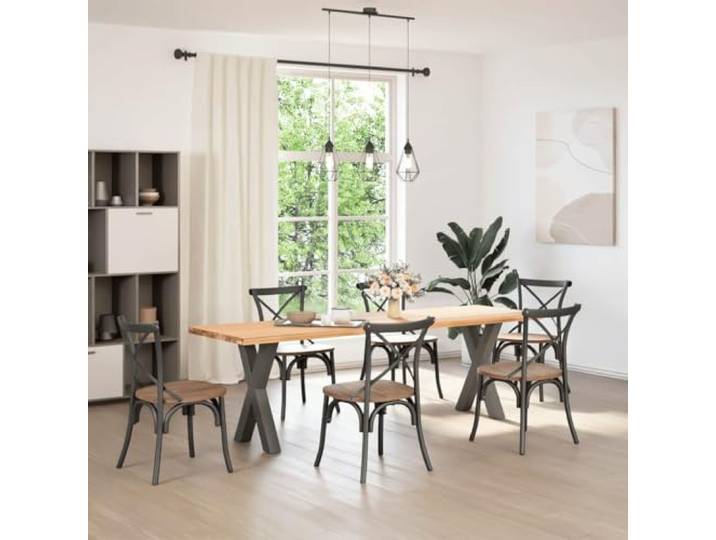 KTHLBRH Stahl Tischbeine X-Form 2 STK Anthrazit 50x72-73 cm Pulverbeschichtet, verstellbare Nivellierfüße, vorgebohrte Löcher, für Esstisch