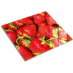 GLASPLATTE 60x52 cm Erdbeeren