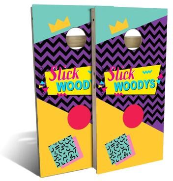 Skip's Garage 90s Collage Outdoor Cornhole Board Set