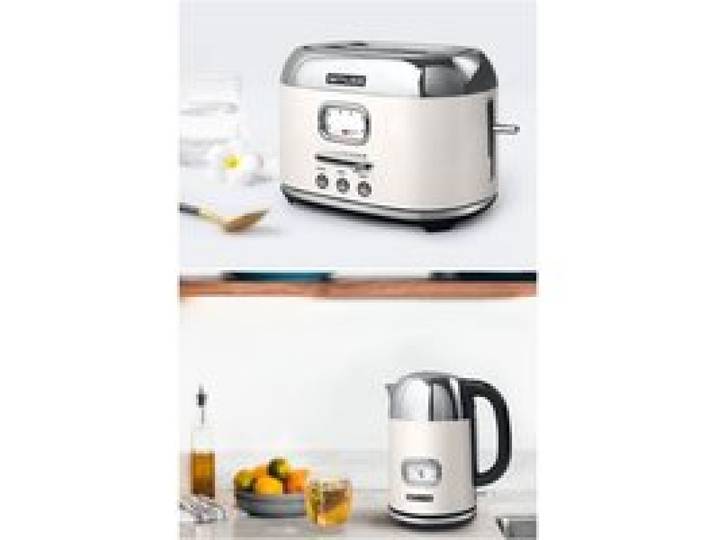 Pack Bouilloire Sans Fil - Vintage - 2200W - 1.7L - Inox - Blanc