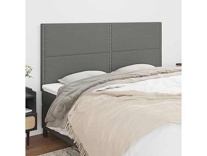 KTHLBRH Kopfteil für Bett, 4 Stück, dunkelgrau, aus klassischem Stoff mit eleganten Nieten und verstellbarer Höhe, bequeme Rückenunterstützung zum Lesen oder Fernsehen, strapazierfähiges Material