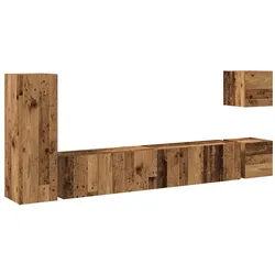 vidaXL 5-tlg. TV-Schrank-Set Wandmontage Altholz-Optik Holzwerkstoff