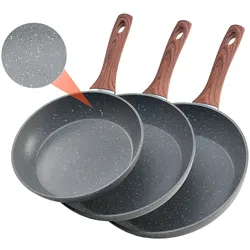 VEVOR Bratpfannen Set 3-tlg. (250 / 280 / 325 mm), Hochleistungs-Bratpfannen aus Aluminium (Antihaftbeschichtet), Kochpfanne Küchenkochgeschirr geeignet für Gas Elektro Induktion Grau
