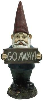 Hi-Line Gift Ltd. Gnome Holding Go Away Sign
