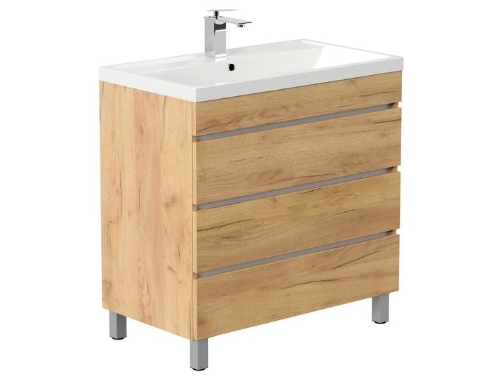 Meuble vasque sur pieds Fellini 81cm Bois/Imitation chêne