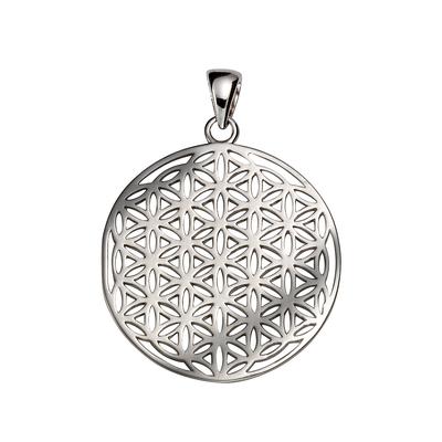 Kettenanhänger VIVANCE "925 Sterling Silber rhodiniert Blume des Lebens", weiß, Schmuckanhänger, Damen, one-size, Silber 925 (Sterlingsilber), 5,1 g, Kettenanhänger