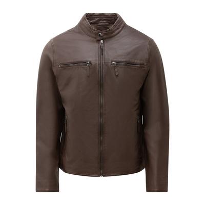 Lederjacke RICANO "Lederjacke Traveller", Herren, Gr. XXL, braun, Obermaterial: 100% Lammnappaleder LANA. Futter: 100% Polyester PES., figurbetont, hoch geschlossener Ausschnitt, Jacken, Handgefertigt aus echtem Leder