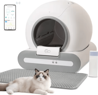 Inspire Curations DOEL 65L Self Cleaning Cat Litter Box With App Control & Odor Protection white
