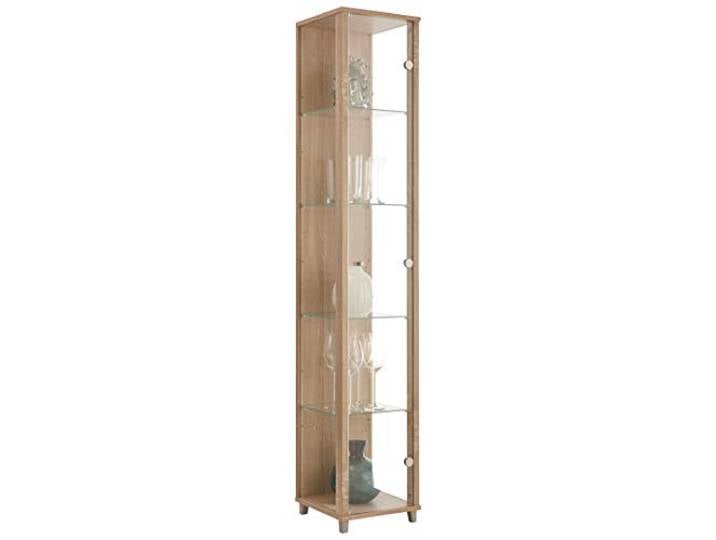 K-Möbel VR-Wohnwelten Glasvitrine (172x32x33cm) in Sonoma Eiche mit 4 Glasböden - Modellauto Vitrine - Vitrinenschrank Sonoma Eiche - Sammlervitrine - Wohnzimmerschrank Regal Wand Schrank
