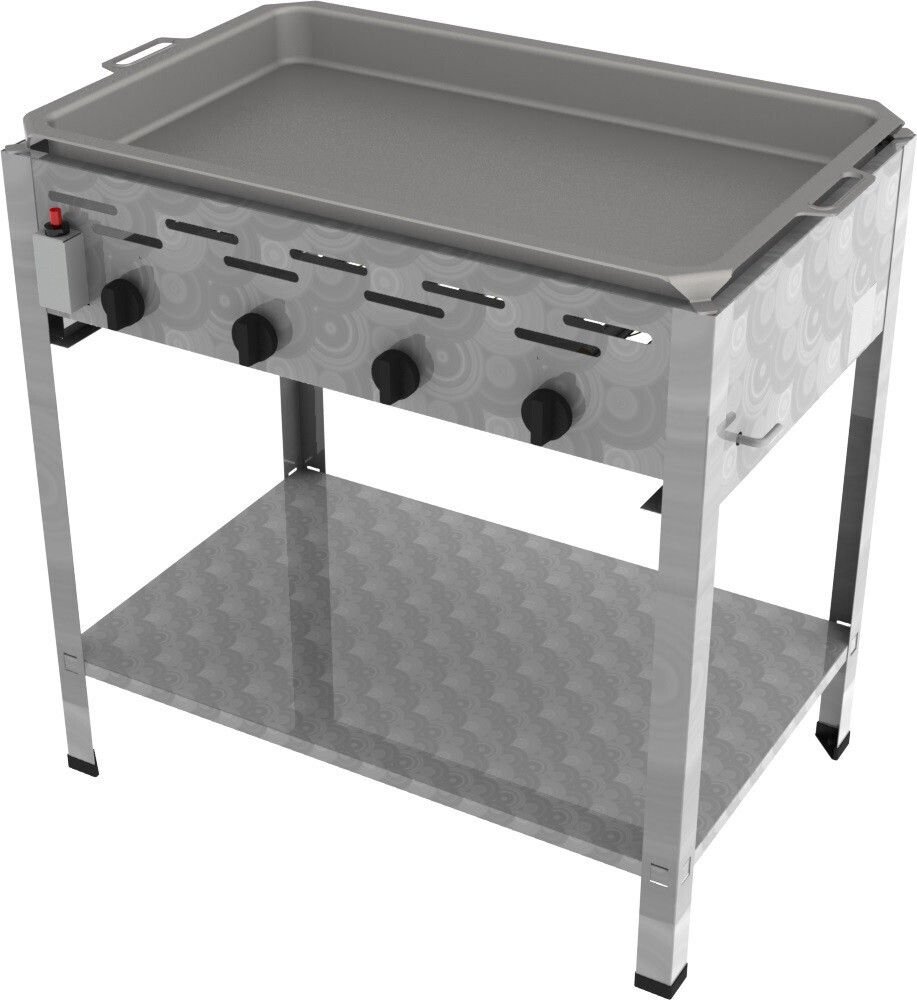 Gasbräter 4-flammig, Piezozündung, thermische Flammüberwachung, hoher Wirkungsgrad, Gastro