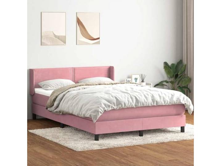 RJPLMFV Lattenrost mit Matratze, 160 x 210 cm, Velours, Rosa Taschenfedern, verstellbares Kopfteil, abnehmbarer Topper, optimale Unterstützung