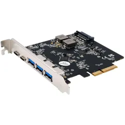 Exsys GmbH USB 3.2 Gen2 PCIe (x2) Karte mit 5 Ports ( 3A+2C Anschlüsse), Kontrollerkarte