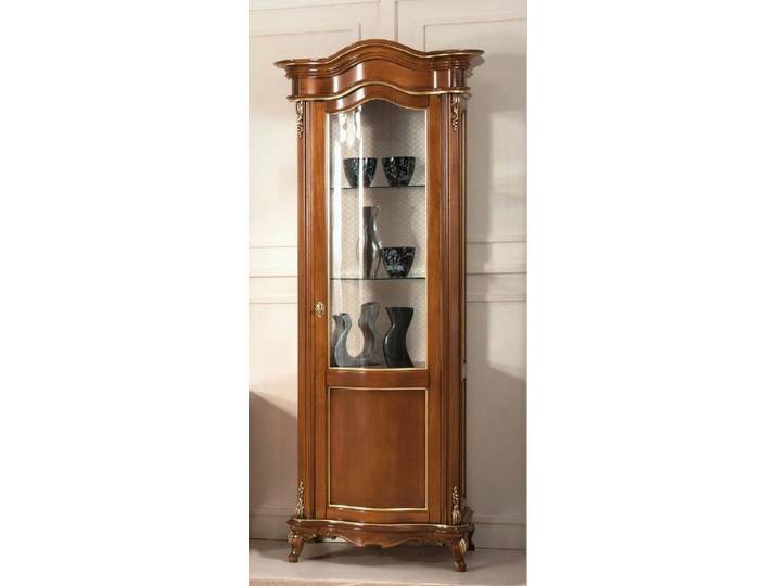 JVmoebel Vitrine Eleganter Glasschrank aus Holz in warmer Brauntönung (1-St) Made in Europa